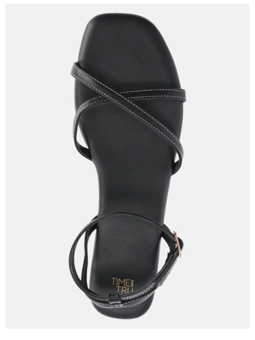 Time and Tru women's strappy flat sandals, featuring a sleek black design Sz 8.5